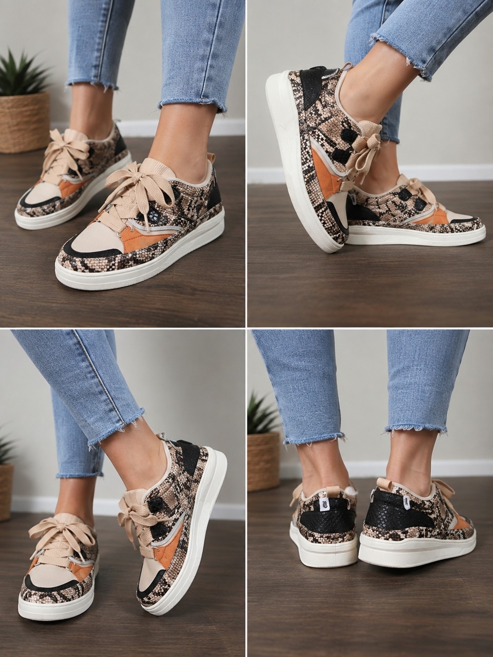 Coconuts by Matisse Shindig Sneakers Size 10 Snake Print Platform Chunky Lace Up